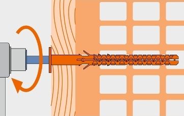 Завинчивание метиза в дюбель с бортиком в пустотелом материале