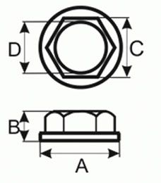 Автокрепеж болт с гайкой М6, H2179 - схема