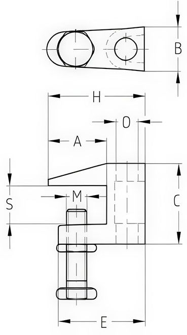 Струбцина с отверстием M8, 3-18 мм MUPRO 130248, оцинкованная сталь - схема