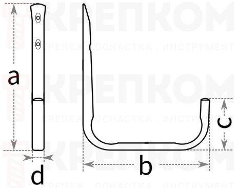 Крюк настенный Gah Alberts - схема, чертеж