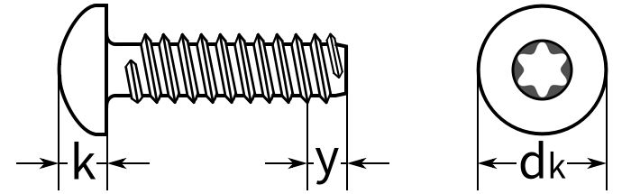 Саморез с полукруглой головкой и шлицем Torx ISO 14585 (DIN 7981) форма F-схема
