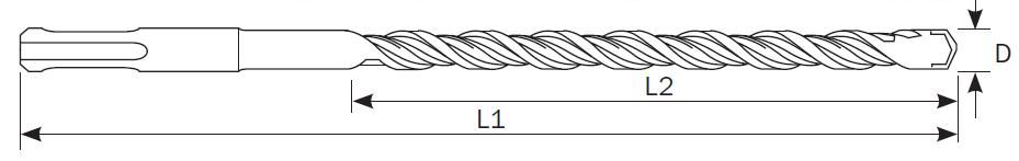 Бур по бетону с хвостовиком SDS-Plus Schwert - схема