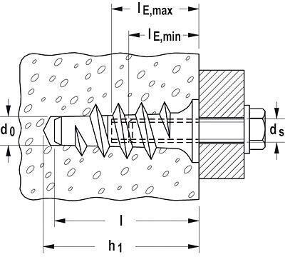 Турбо-дюбель для газобетона Fischer FTP M - схема, чертеж