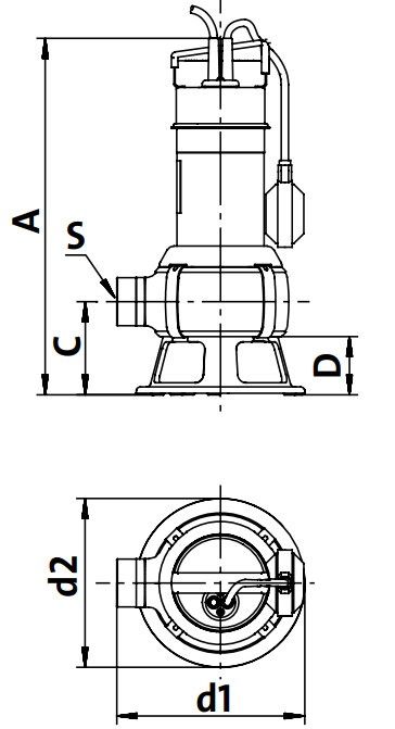 Погружной грязевой насос Grundfos UNILIFT AP 35B.50.06.3.V-схема