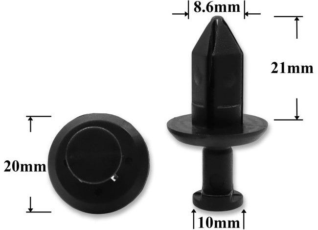 Клипса автомобильная крепежная с нажимным штырьком AS-141 - схема