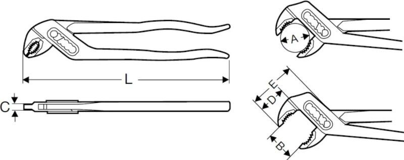 Клещи переставные (разводной ключ) 250 мм KNIPEX-схема KN-8601250