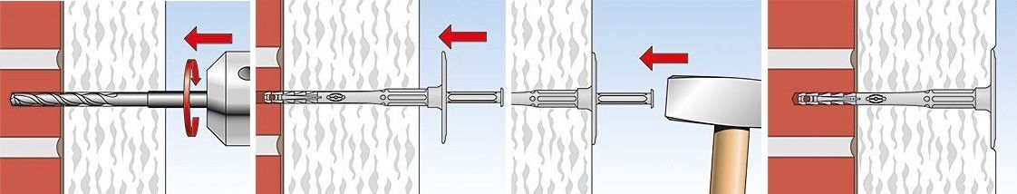 Дюбель для термоизоляции Fischer TERMOZ PN 8 - монтаж