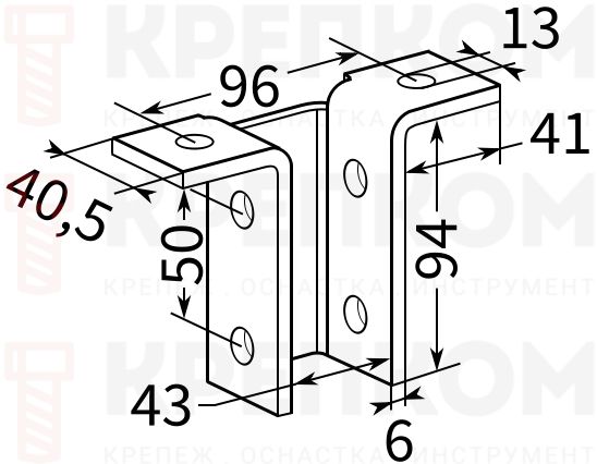 Соединительный уголок для профиля FUS Fischer FUF 8T-shema
