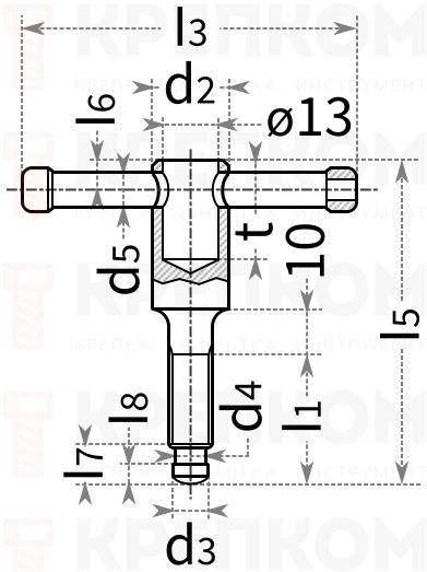 Зажимной воротковый (верстачный) винт DIN 6306 D - чертеж, схема