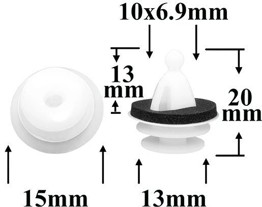 Клипса автомобильная крепежная фигурная AS-1963 - размеры