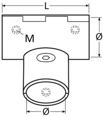 Тройник съемный на релинг 90° 8822 - схема, чертеж