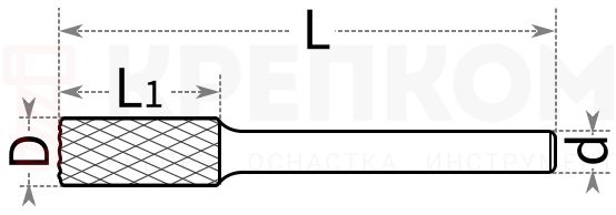 Борфреза твердосплавная UC Nano Blue Профоснастка №713, форма А - схема, чертеж