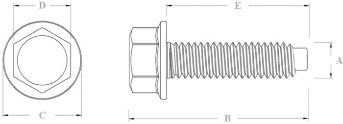 Болт шестигранный М8х1,25х22 мм с фланцем SN-10243 - схема, чертеж