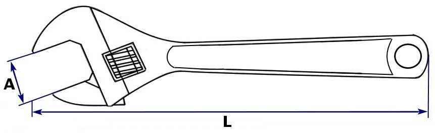 разводной ключ, схема и размеры