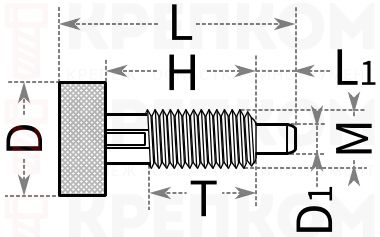 Плунжер резьбовой с накатанной головкой - чертеж и размеры