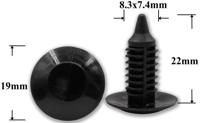 Клипса автомобильная крепежная нажимная AS-301 - схема