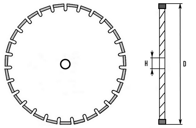 Диск алмазный сегментный по бетону Луга-Абразив Tsunami - схема, чертеж