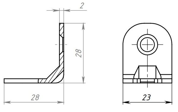 УГОЛОК СТЯЖКИ 2-16Д - схема, чертеж