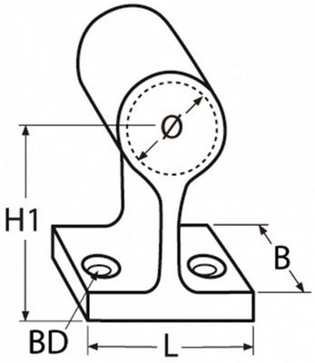 Стойка сквозная леерного ограждения 60° 8207 - схема, чертеж