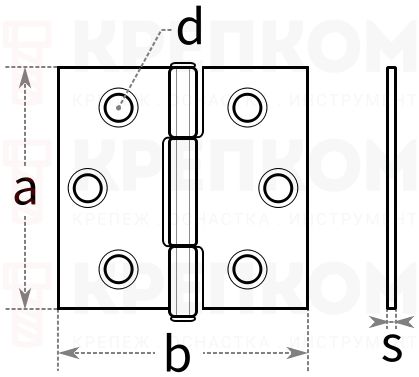 Петля дверная - схема, чертеж