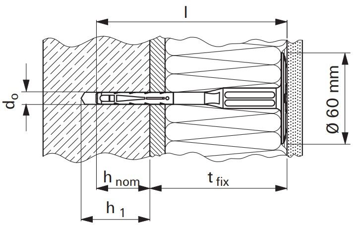Дюбель Fischer TERMOZ CNplus - схема, чертеж