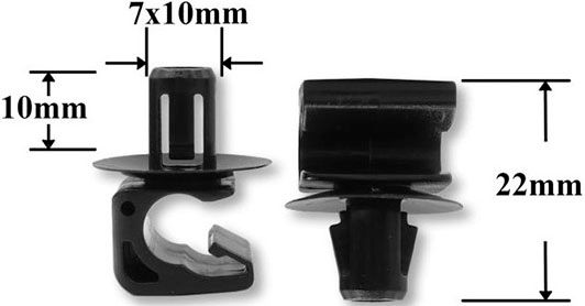 Клипса автомобильная для проводов и трубок AS-1017 - схема