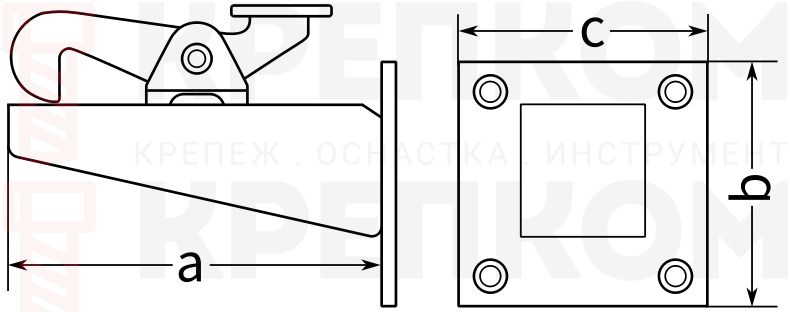 Стопор настенный для ворот 100х65х50мм Gah Alberts 411756 - схема