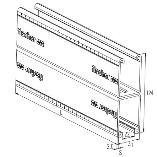 Профиль монтажный С-образный Fischer FUS 62 D-чертеж