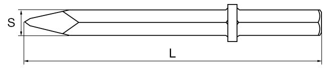 Зубило пикообразное для пневматических отбойных молотков 32x500 мм, хвостовик 6 граней 32x152 мм, Rennsteig RE-24450001 - схема, чертеж