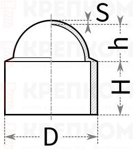 Колпачок сферический на болт - чертеж