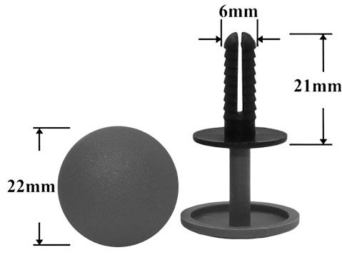 Клипса автомобильная крепежная с нажимным штырьком AS-1422 - схема