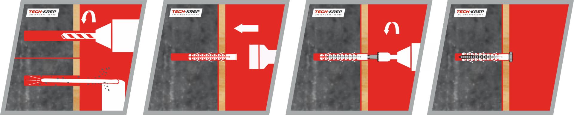 Монтаж дюбеля TSX - рисунок