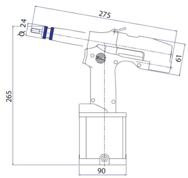 Заклепочник пневмогидравлический для заклепок с внутренней резьбой BRALO TR-1001-схема