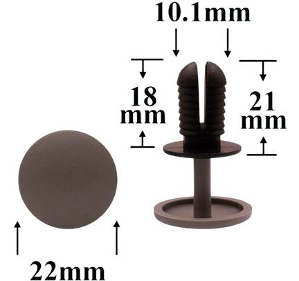 Клипса автомобильная крепежная с нажимным штырьком AS-1428 - схема