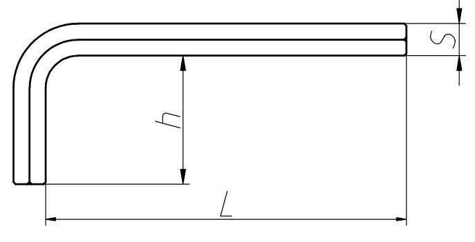 Ключ шестигранный имбусовый Г-образный ГОСТ 11737-93 ВИЗ - схема
