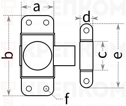 Задвижка мебельная - схема, чертеж