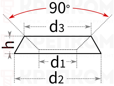 Декоративная сферическая шайба 88965 - схема, чертеж