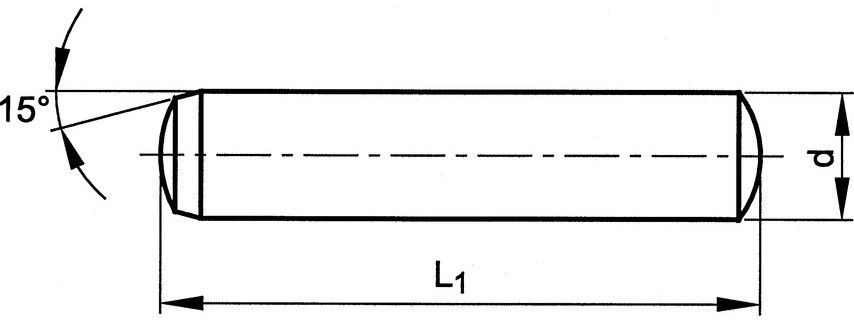 Штифт цилиндрический закалённый DIN 6325 - чертёж