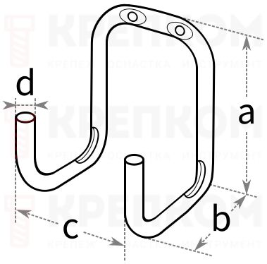 Крючок настенный двойной Gah Alberts - схема, чертеж