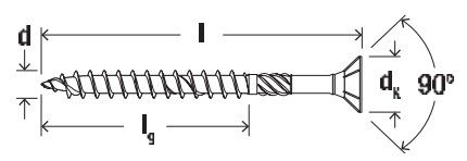Шуруп Fischer Power-Fast FPF-ST ZPP c потайной головкой и шлицем TX - схема, чертеж