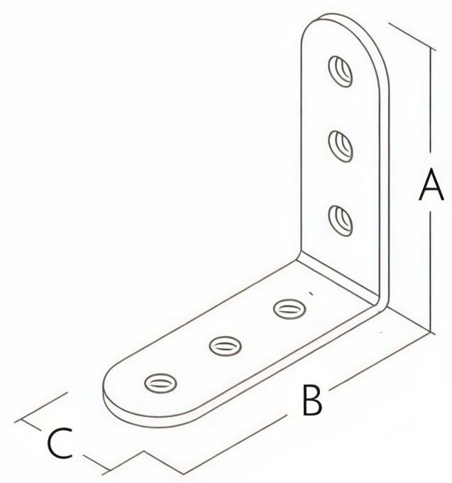 Уголок крепежный 40х40х20х2,0 мм, оцинкованная сталь - схема