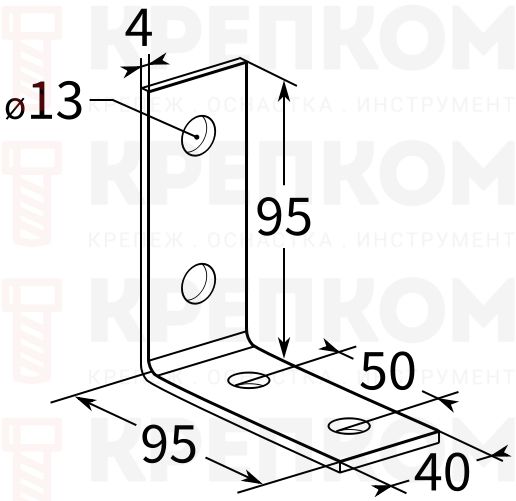 Соединительный уголок для профиля FUS Fischer FAF 4 -схема