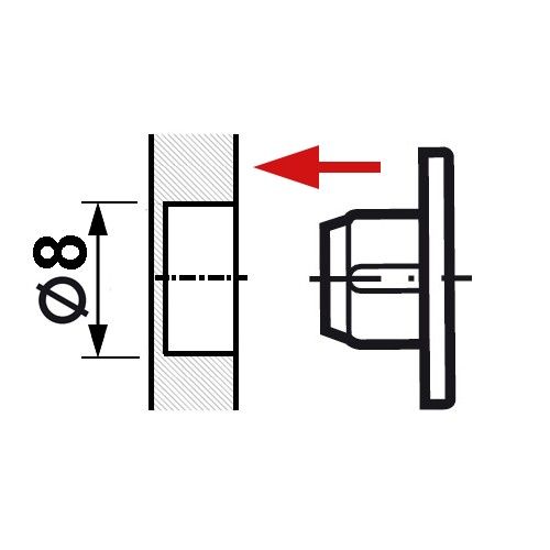 Заглушка для технологических отверстий D8 мм - монтаж