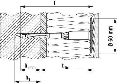  Дюбель для термоизоляции с пластиковым гвоздем - схема, чертеж