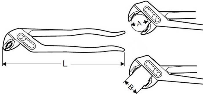 Сантехнические клещи 250 мм Orbis SpeedyPlus 178-250/20RR - схема