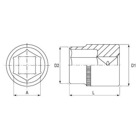 Торцевые головки 1/2", 1/4", 3/8" Jonnesway, схема