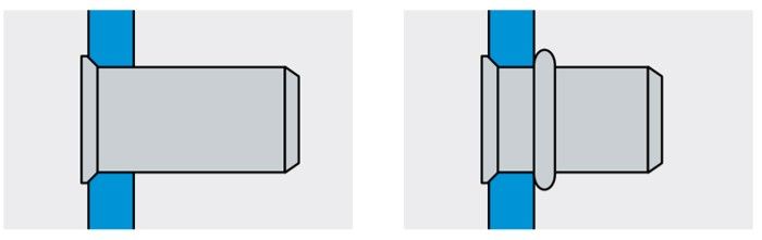 Резьбовая заклепка с уменьшенным бортиком - установка