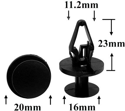 Клипса автомобильная крепежная с нажимным штырьком AS-1337 - схема