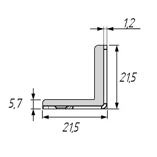 ANGLE Уголок мебельный с пластиковой накладкой 20х20х20 мм - размеры