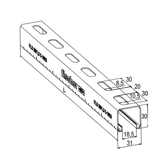 Профиль монтажный С-образный Fischer FLS 30-чертеж